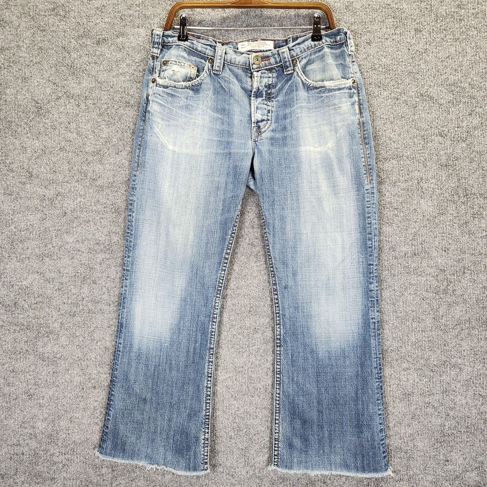 Vintage 1921 Jeans Womens 36W 28L Blue Distressed Japanese Selvedge Denim Button